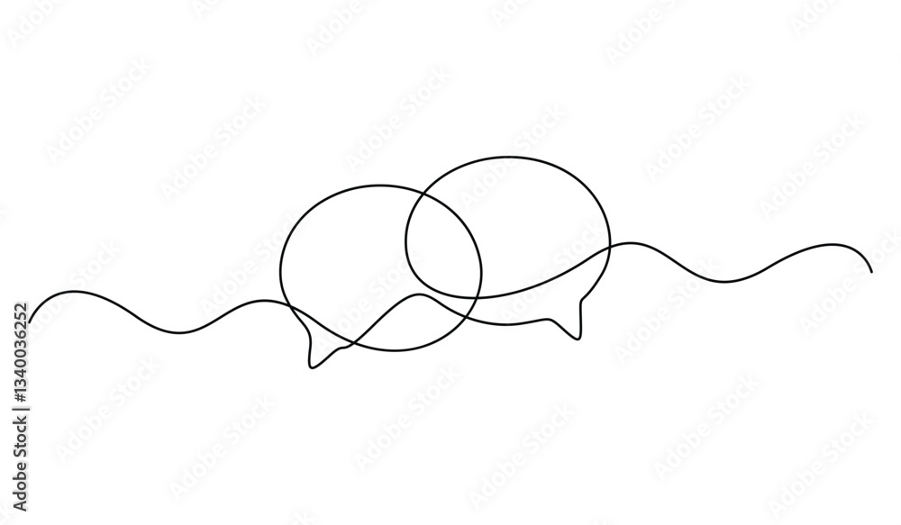 Poster hand drawn illustration of speech communication with continuous one line. single line art. vector il