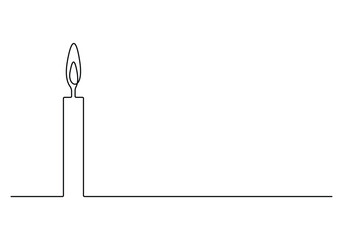 Naklejka premium Candle light continuous single line drawing. One line art candle. Vector illustration