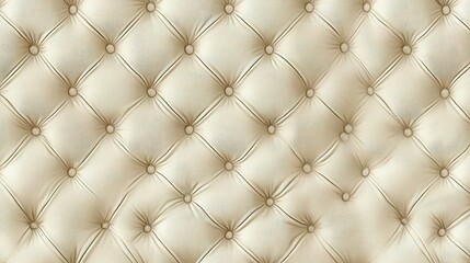 Detailed cream colored upholstery buttoned with patterned diamond grid