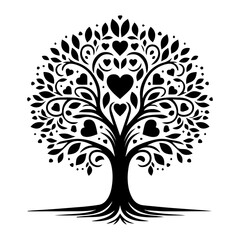 Obraz premium Family tree vector art black and white design
