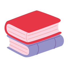 Two closed books in cartoon style. Vector illustration isolated on light background