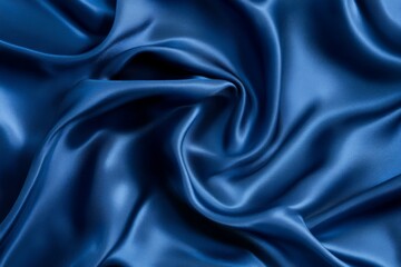 Fototapeta premium Luxurious blue silk fabric with flowing waves. Artificial Intelligence