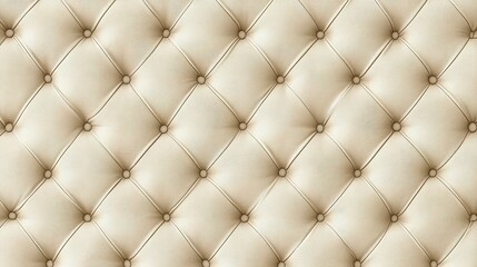 Cream colored upholstered buttoned leather with diamond pattern