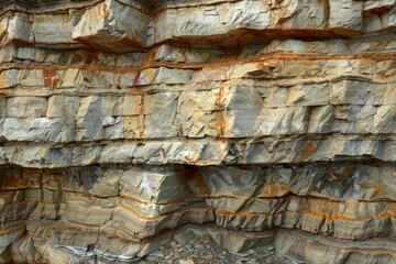 Photo of Sedimentary layered rock texture. Detailed photo textured background