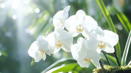 White Orchids Sunlight Nature Photography
