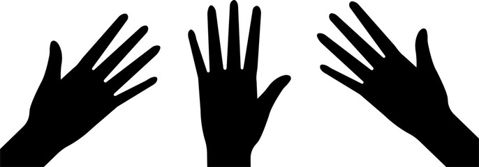 Black hand silhouettes on white background isolated