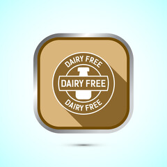 Dairy free icon design illustration, Dairy free badge label, Healthy food concept, Gold color shadow button design