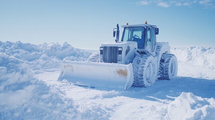 White Road Roller Snow Winter Construction