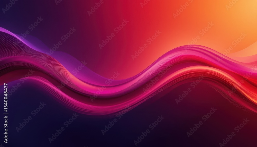 Poster dynamic gradient design: flowing lines in violet, scarlet, and orange - abstract art background