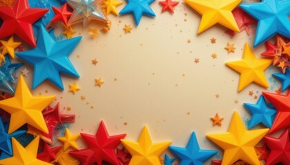 Vibrant Carnival Stars Overlapping in Red, Blue, and Yellow Design for Festive Events