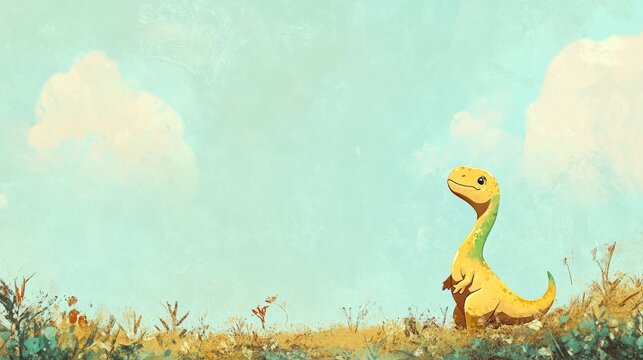 Space Pastel Yellow Perspective Green Empty Tiny Cetiosaurus