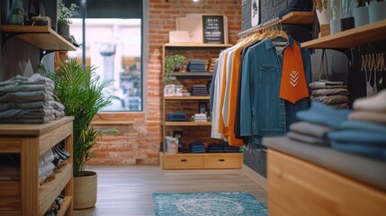 Fototapeta premium Trendy Clothing Boutique Interior: A Stylish Retail Space