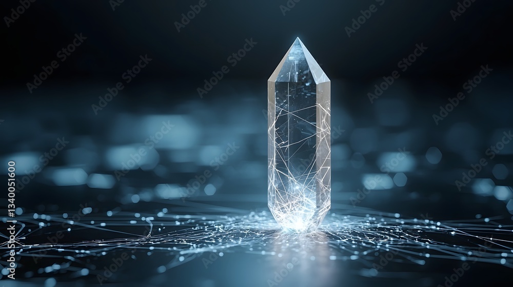 Aufkleber a captivating and enigmatic crystal structure emitting unknown frequencies that seem to warp and dis