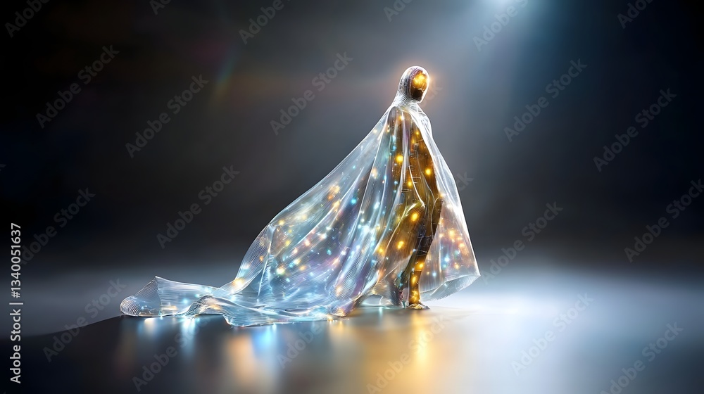 Leinwandbilder a captivating avant garde fashion design featuring shimmering luminous fabrics with holographic and 