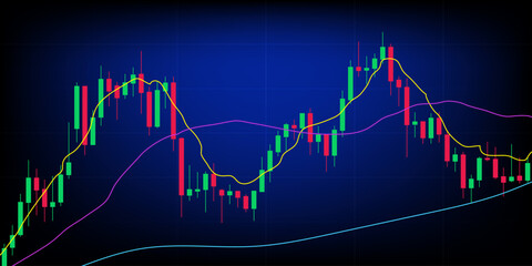 Candle stick graph chart of stock market investment trading, Crypto stock and forex business investment trading analysis. Bullish point, vector on dark background design element for cryptocurrency