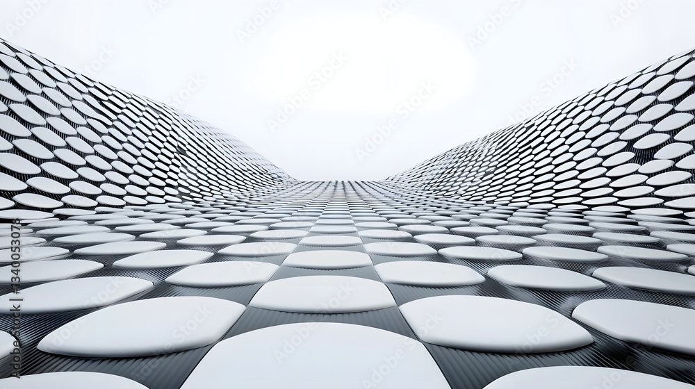 Poster a close up view of highly reflective and glossy carbon fiber surfaces arranged in a geometric grid p