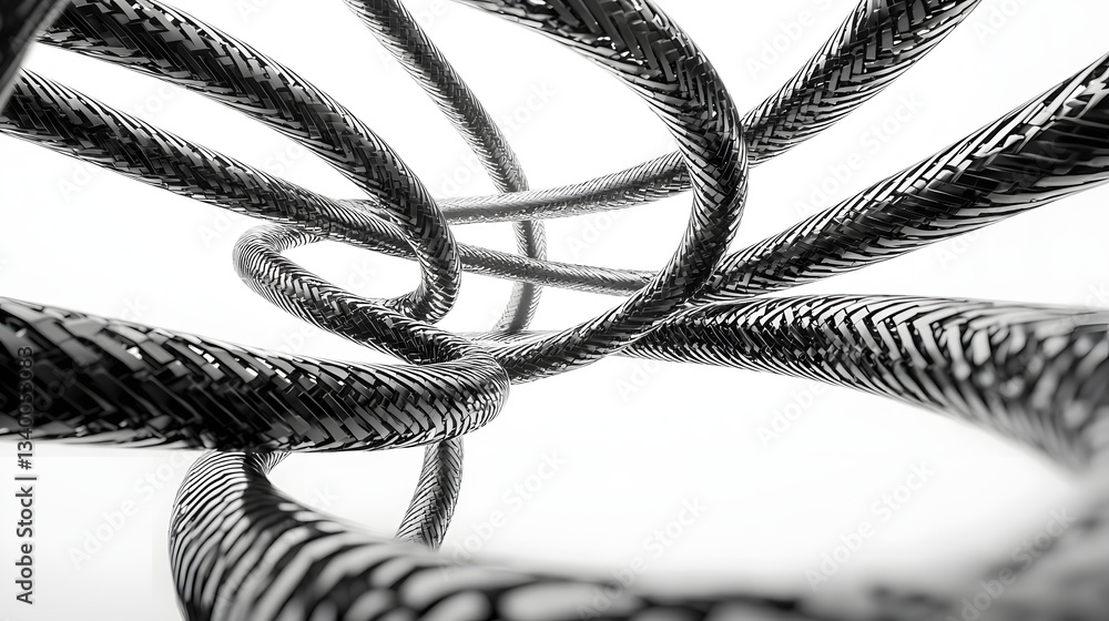 Leinwandbilder A close up view of an intricate interlocking carbon fiber texture against a clean white background showcasing the innovative and durable nature of this advanced engineering material