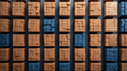 Fototapeta premium Organized display of colorful stacked building blocks