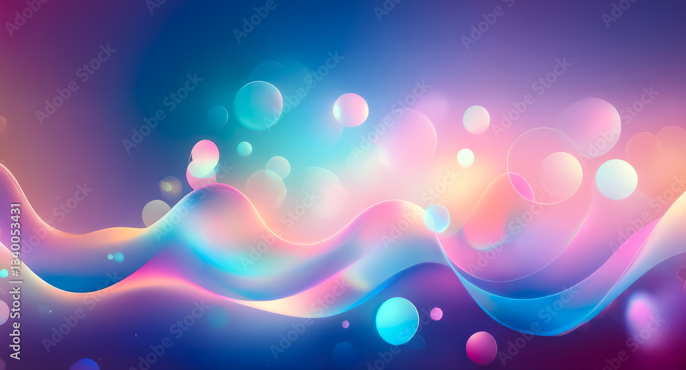 Aufkleber dreamy abstract background with flowing, wavy shapes and soft bokeh circles. vibrant, smooth gradien