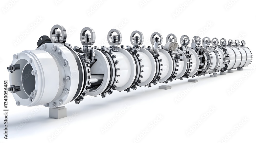 Poster A detailed cross section view of the intricate network of pipes and valves that make up an oil refinery pipeline system