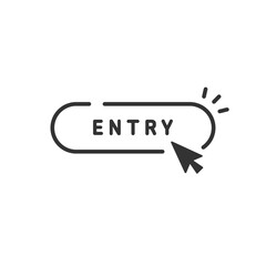 シンプルでおしゃれなエントリーボタンのベクターアイコン (線画・モノクロ)