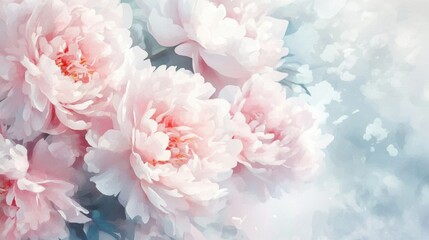 Delicate Pink Peonies in Soft Pastel Background