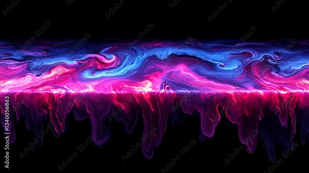 Poster dynamic abstract of neon liquid texture with captivating luminous colors