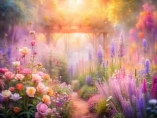 Obraz premium Dreamy Watercolor Garden: Abstract Floral Long Exposure Photography
