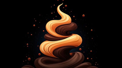 Abstract swirls of orange and brown, resembling a dessert, against a dark background