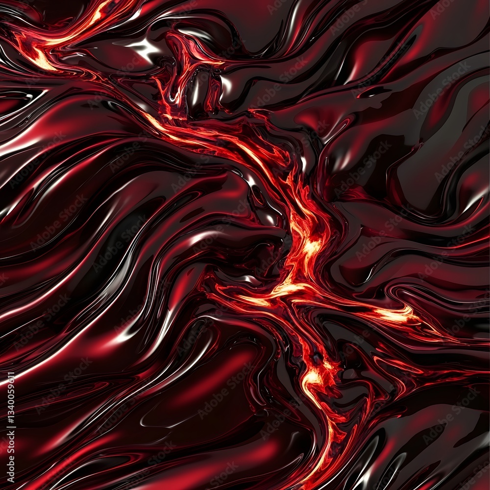 Aufkleber captivating 3d render of a red and black abstract background featuring liquid fluid shapes and mesme