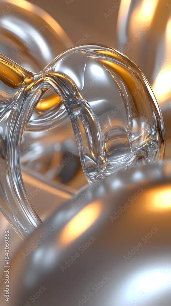 Poster intriguing 3d render of a shiny metal object set against a liquid fluid abstract background with vib