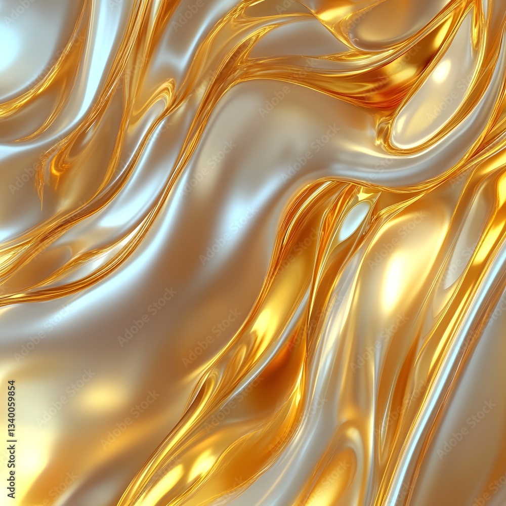 Poster striking 3d render of a gold and silver background merging fluid dynamics with an elegant abstract d