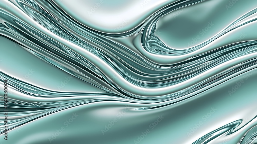 Poster stunning 3d render of abstract liquid fluid background in blue and white hues with a smooth and flow