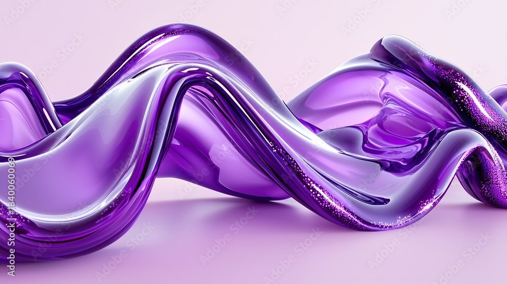 Poster dynamic 3d render of a purple wave flowing against a fluid abstract background creating a bold visua