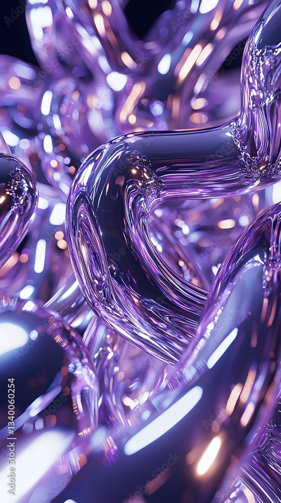 Poster captivating 3d render of a purple abstract background with fluid shapes and textures creating a drea