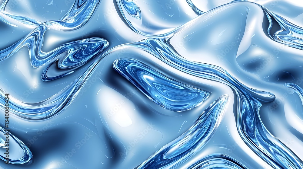 Aufkleber mesmerizing water in blue tones captured in 3d render showcasing liquid abstract background with flu