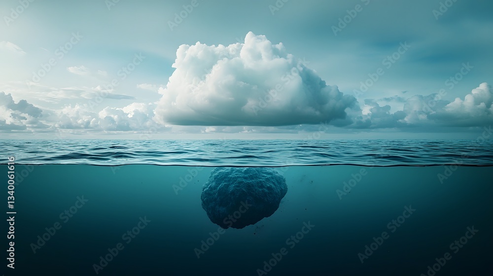 Aufkleber A mysterious submerged object floating in the vast tranquil ocean captivating scientists and researchers with its enigmatic presence prompting deep and thorough analysis