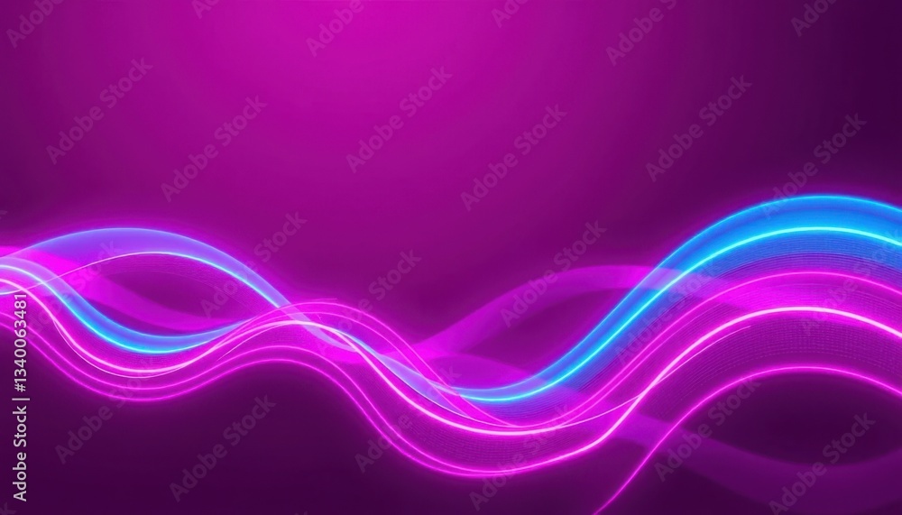 Poster dynamic magenta and cyan neon wave pattern in a modern cyber-tech style