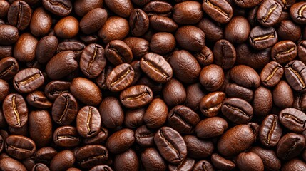 Fototapeta premium Close-up of roasted coffee beans texture