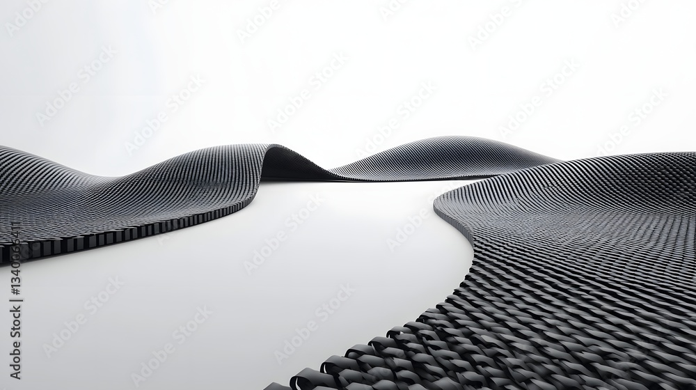 Fototapete abstract design featuring layered and structured carbon fiber weave patterns creating a high tech and sophisticated surface on a clean white background
