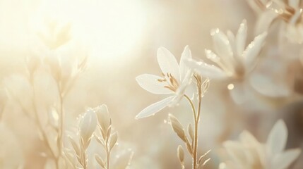 Sunlight on delicate magnolia blossoms