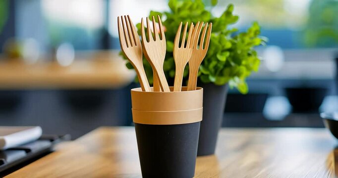 Cafe Uses Bamboo Cutlery and Napkins