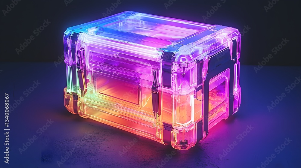 Aufkleber clear plastic case with neon colored light inside creating a vibrant and eye-catching visual display