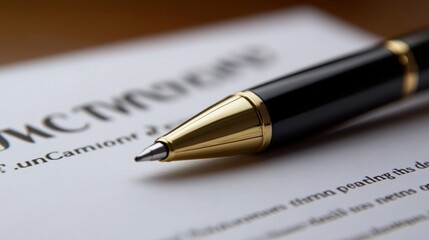 A close up image of a pen on a document