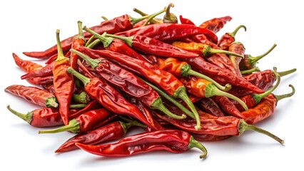 Dried Red Chili Peppers White Background