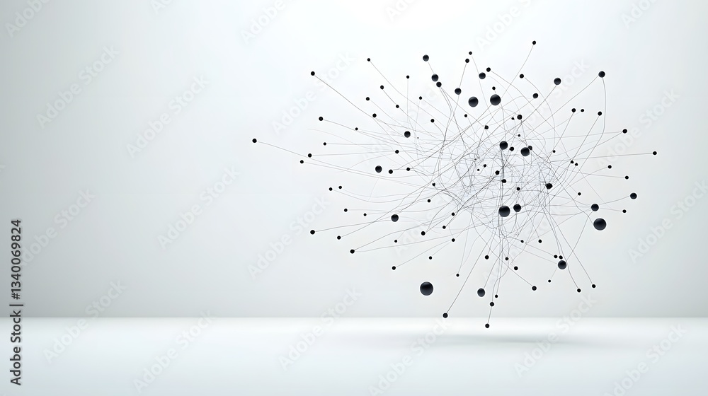 Aufkleber an abstract visualization of floating interconnected carbon fiber filaments swirling against a minim