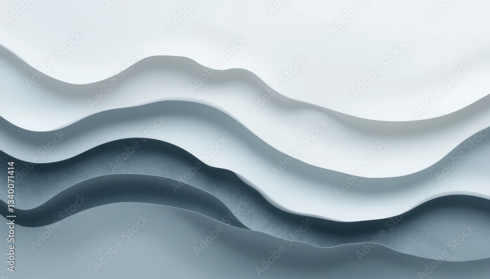 Poster minimalistic layers of white and gray textures creating an airy feel in a soft blue environment