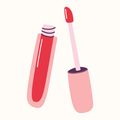 Red lipstick. Vector illustration in cartoon style on light isolated background