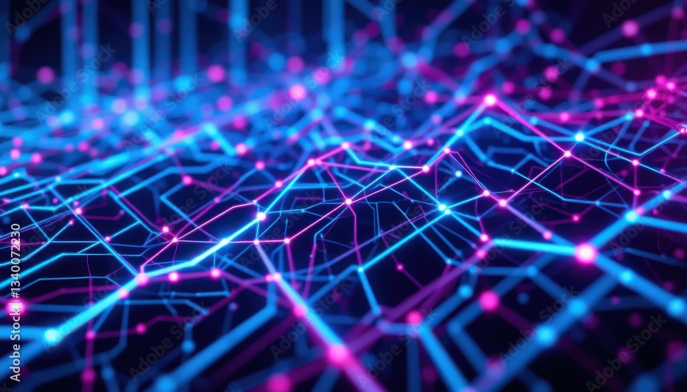 Poster dynamic technology network visualization, circuit patterns, digital art, abstract design, futuristic
