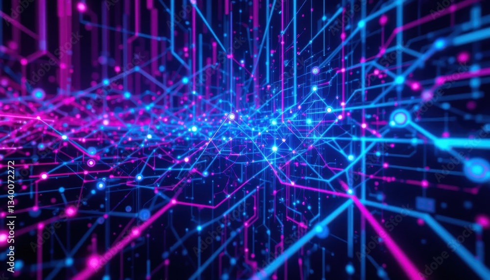 Poster dynamic technology visualization: abstract data flow, digital environment, graphic art